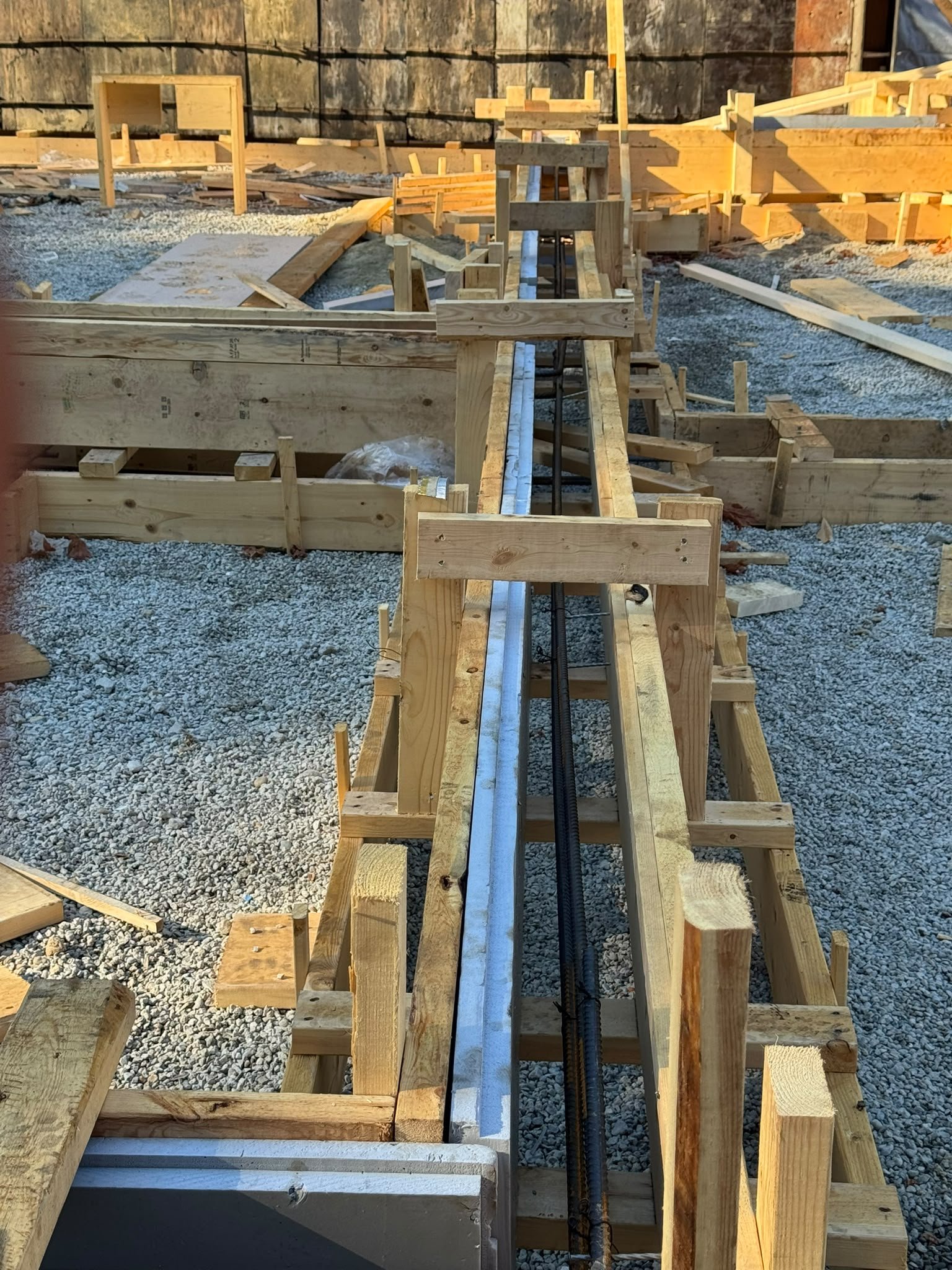 Close-up of framing details on site