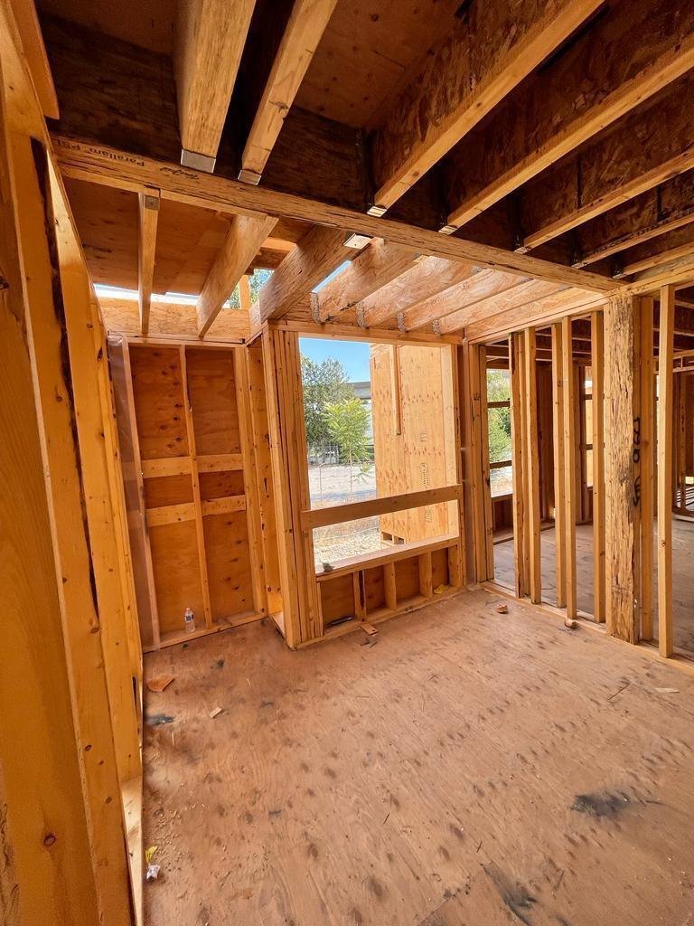 Interior wood framing inside a home under construction