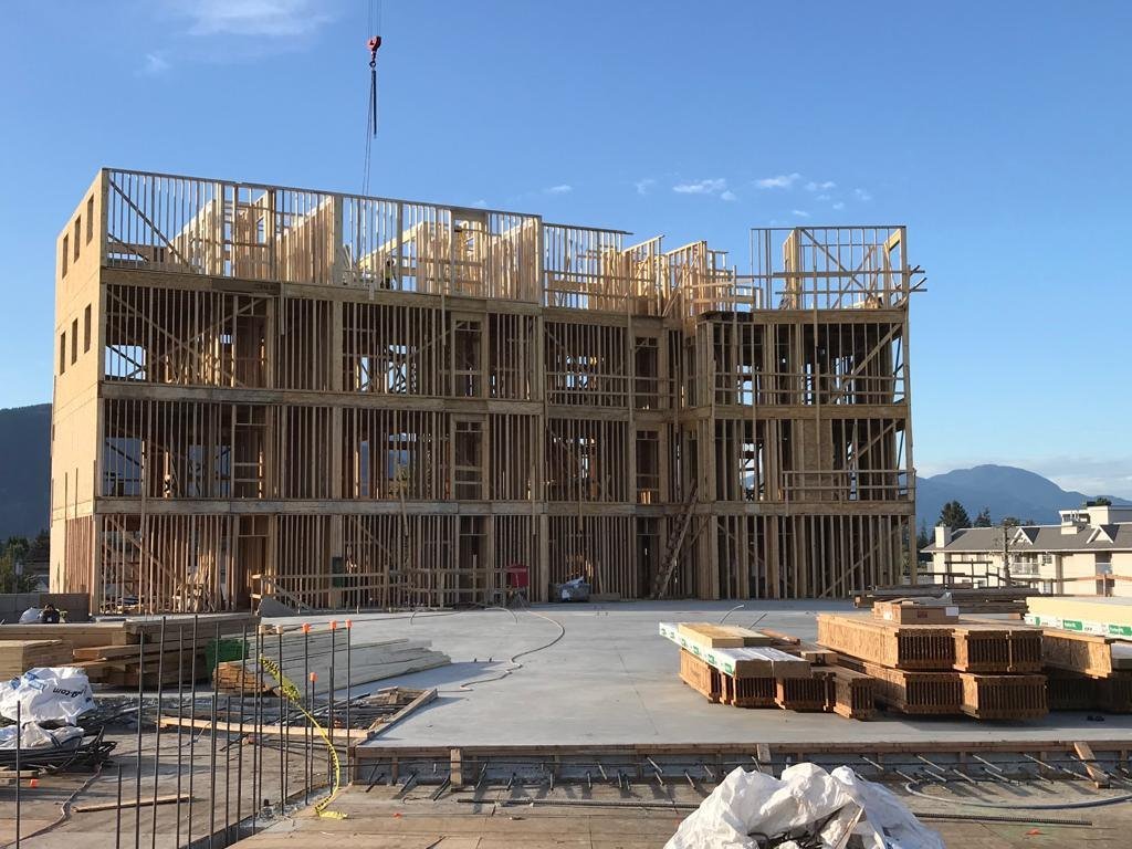 Multi-family wood-frame building under construction